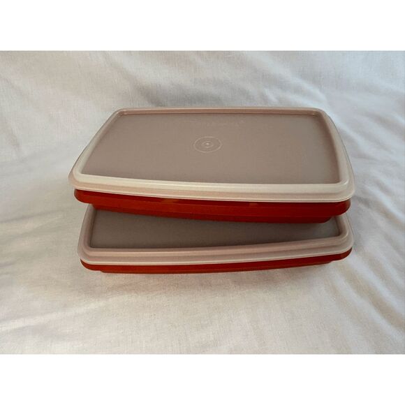 Tupperware Deli/Lunch Box Set of Two 816-13, Paprika Very Nice/ Clean, Storage - Picture 1 of 8